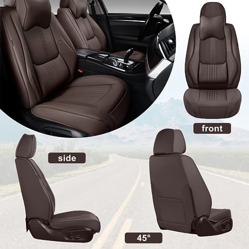 Car Seat Covers Full Set, Front and Rear Seat Covers for Cars, Waterproof Leather Auto Seat Protectors with Head Pillow, Car Seat Cushions Fit for Most Sedans SUV Pick-up Truck, Black&Navy