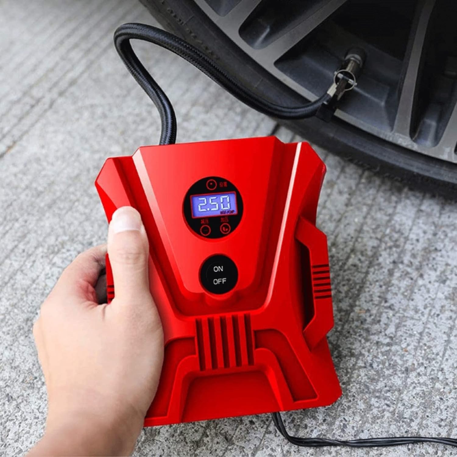 Tire Inflator Air Compressor Portable Electric Vehicle 12V Air Pump with Tool Box Suitable for a Variety of Product Inflation Purposes Tires Balls