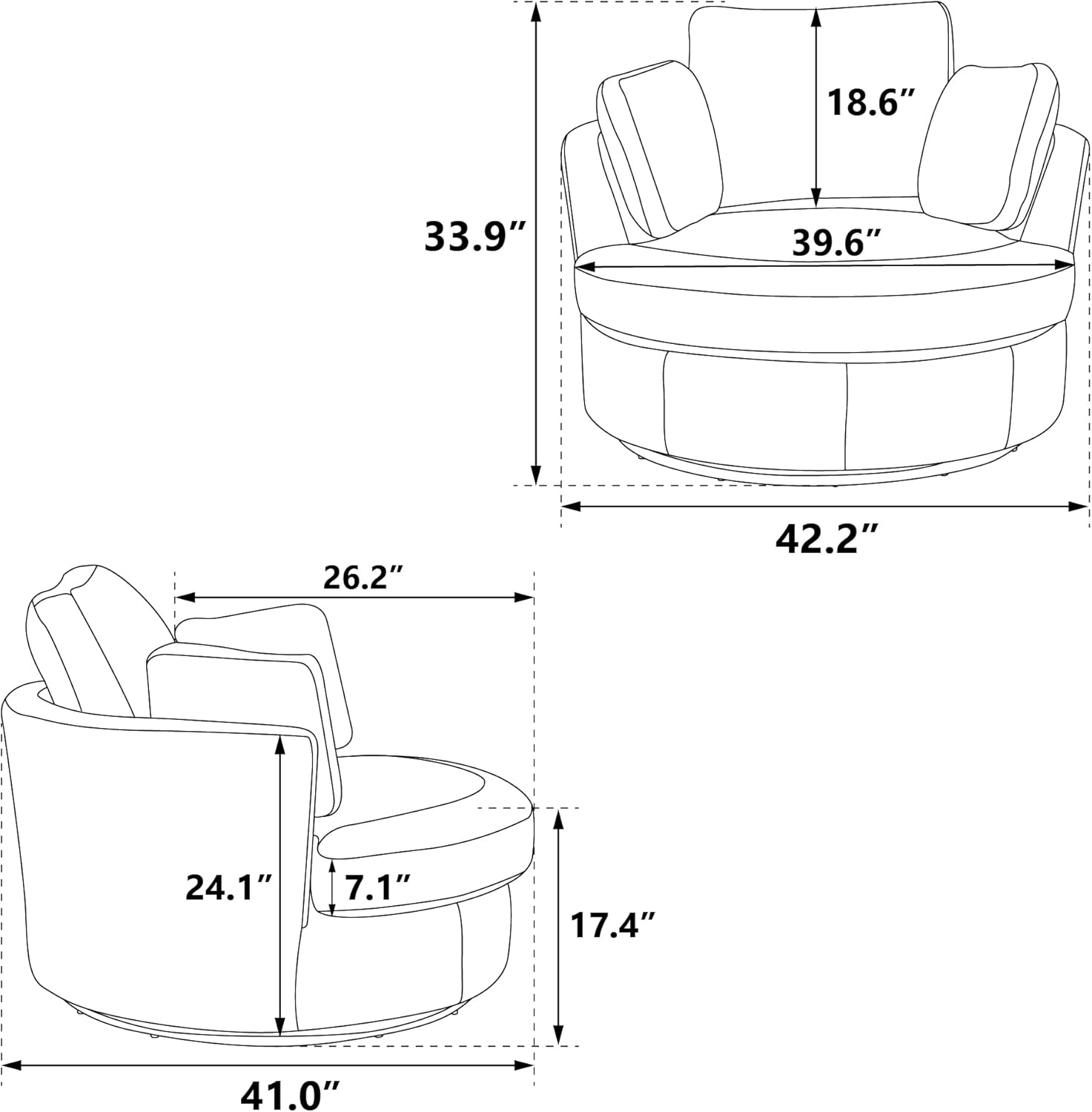 HomSof 42.2" W Swivel Accent Barrel Chair and Half Swivel Sofa with 3 Pillows 360 Degree Swivel Round Sofa Modern Oversized Arm Chair Cozy Club Chair for Bedroom Living Room Lounge Hotel,Ivory Sherpa