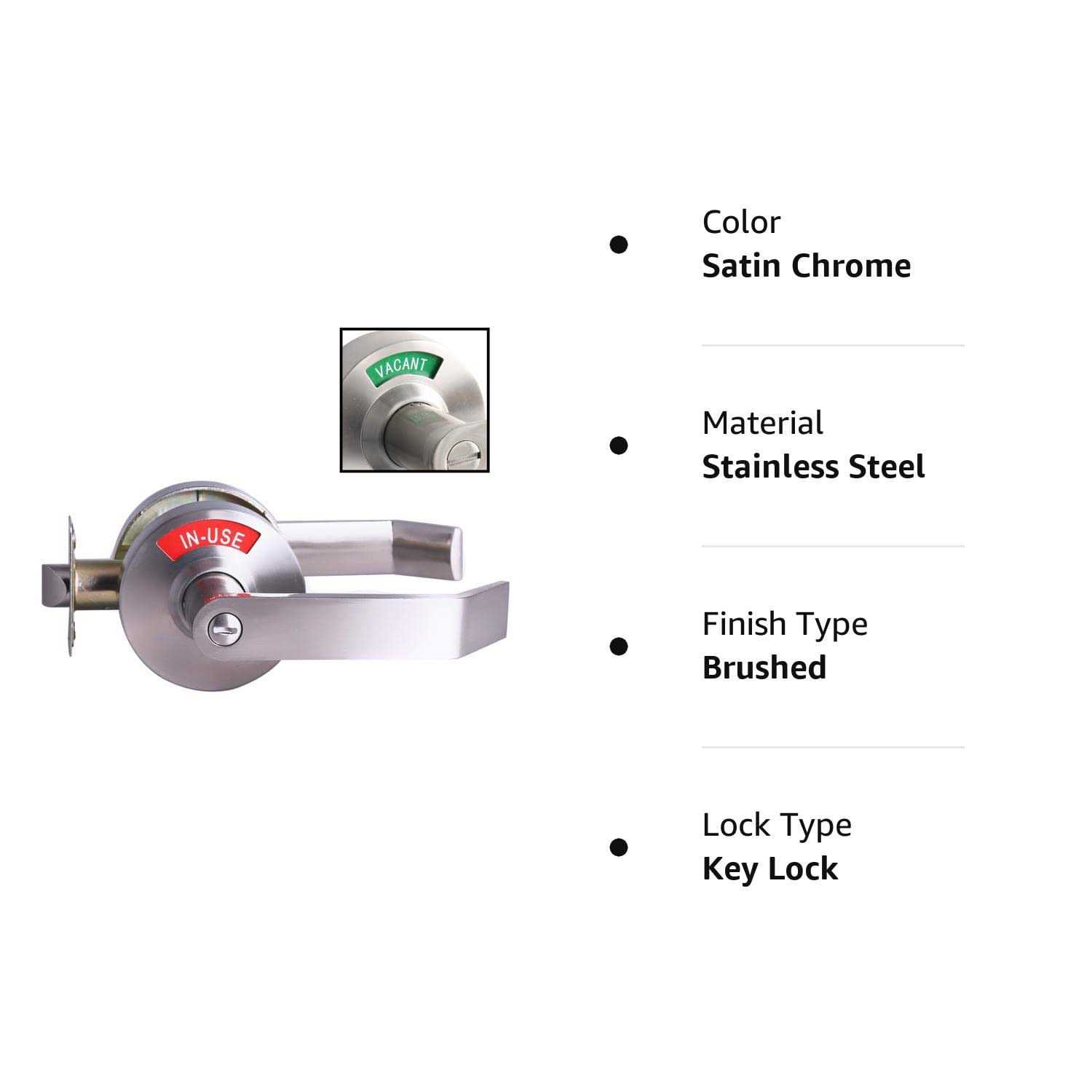 Bathroom Privacy Lever Lock with Large Indicator for Men Women Restroom Inuse or Vacant