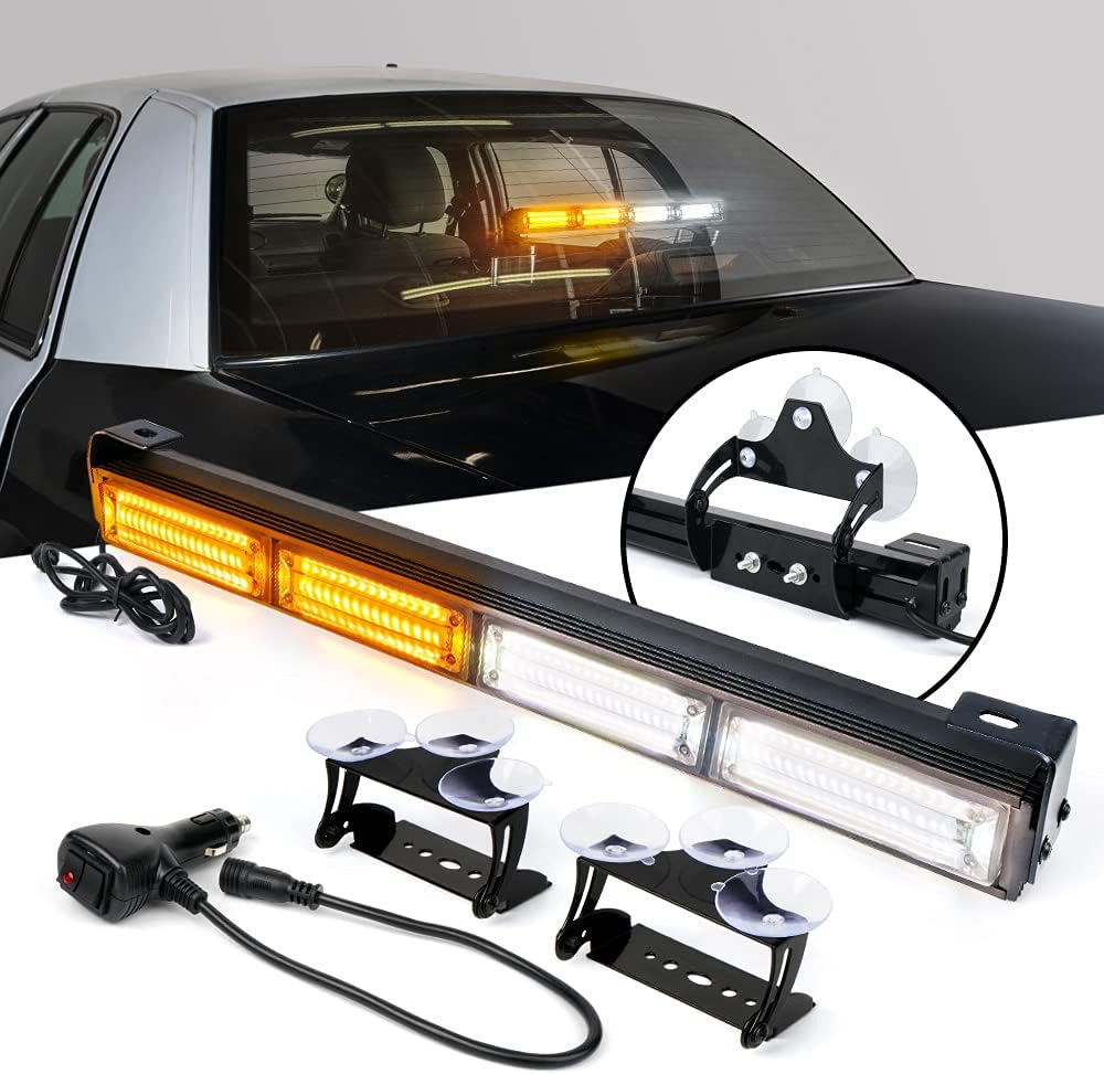 Xprite 31" COB LED Emergency Traffic Advisor Strobe Light Bar, 21 Flashing Patterns Directional Hazard Warning Lightbar, for Police Firefighter Ambulance Vehicles Trucks Cars SUV White/Red Pack of 2