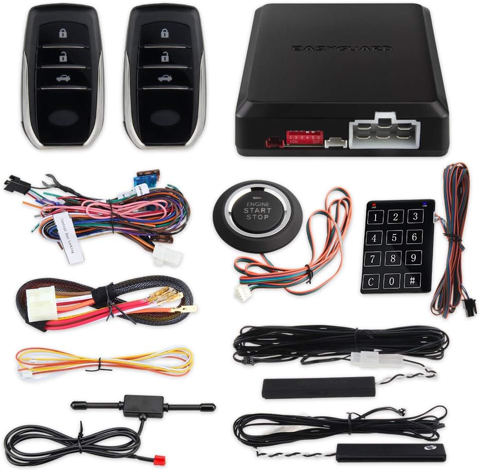 EASYGUARD EC002-T2 PKE car Alarm System keyless Entry auto Start Starter Push Start Button Password keypad Rolling Code