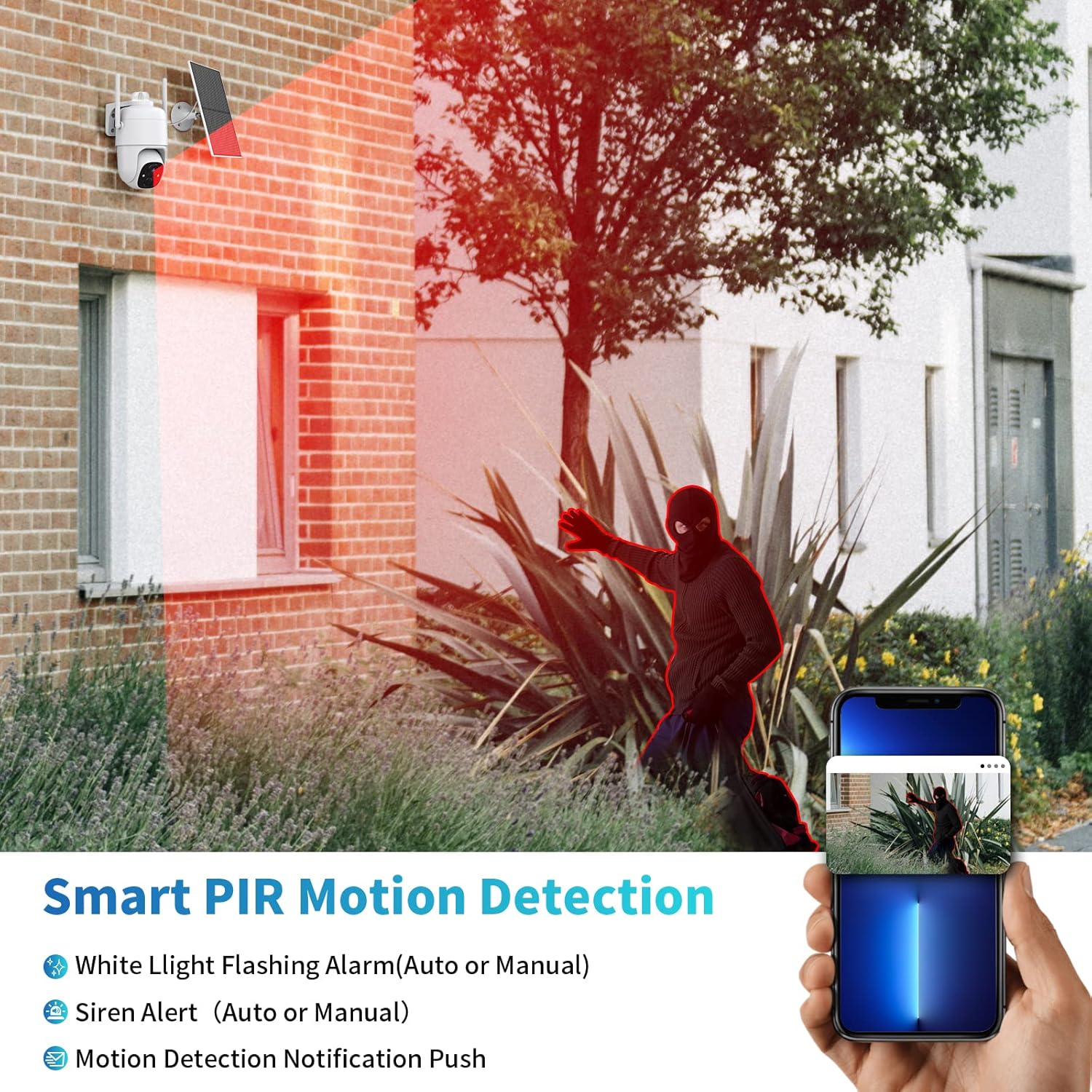 Hawkray Security Camera Wireless Outdoor, Solar Powered WiFi System/Spotlight Home Security System with Motion Detection and Siren,Pan Tilt, 2-Way Audio, PIR Motion Detection,Color Night Vision.