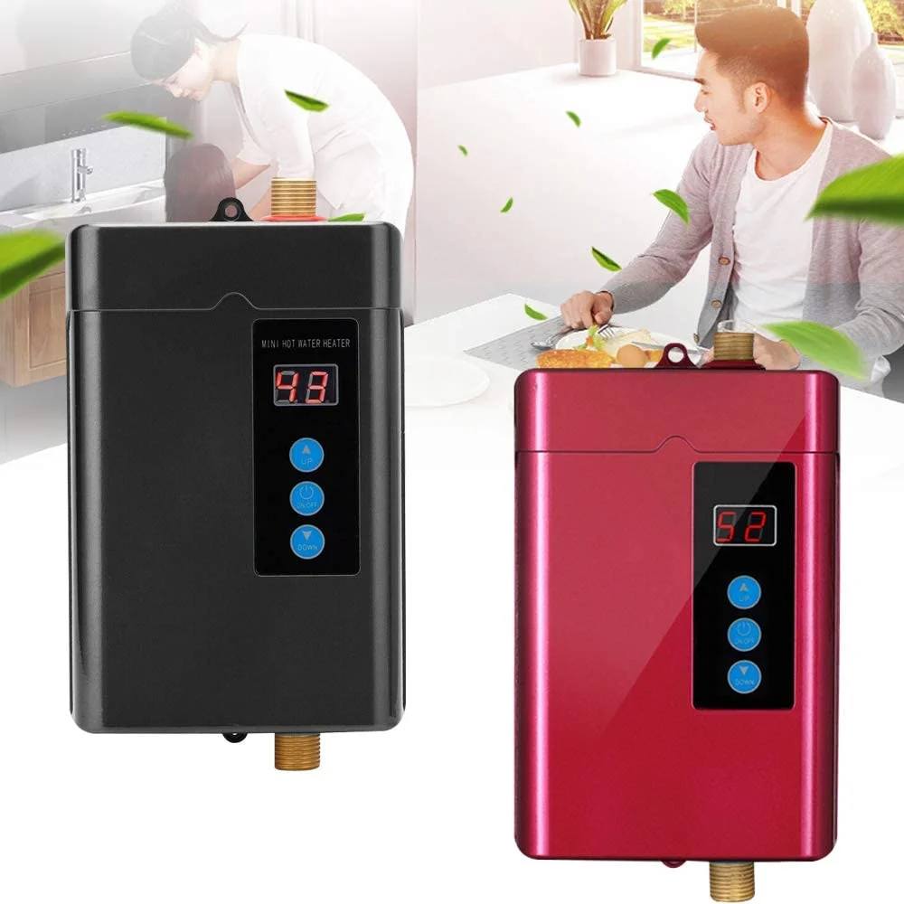 OUKANING Electric Water Heater Mini Tankless Instant Hot Water Heating for Kitchen Shower