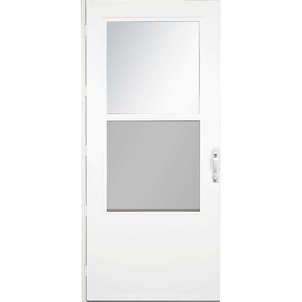 LARSON West Point 36-in x 81-in White Mid-view Self-storing Wood Core Storm Door