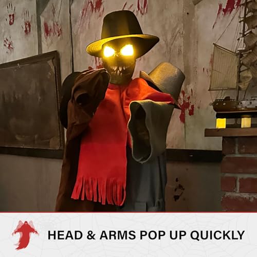 Haunted Hill Farm Life-Size 2.9-Ft Animatronic Gravely Granny by Tekky Halloween Decoration with Motion-Activated Sounds
