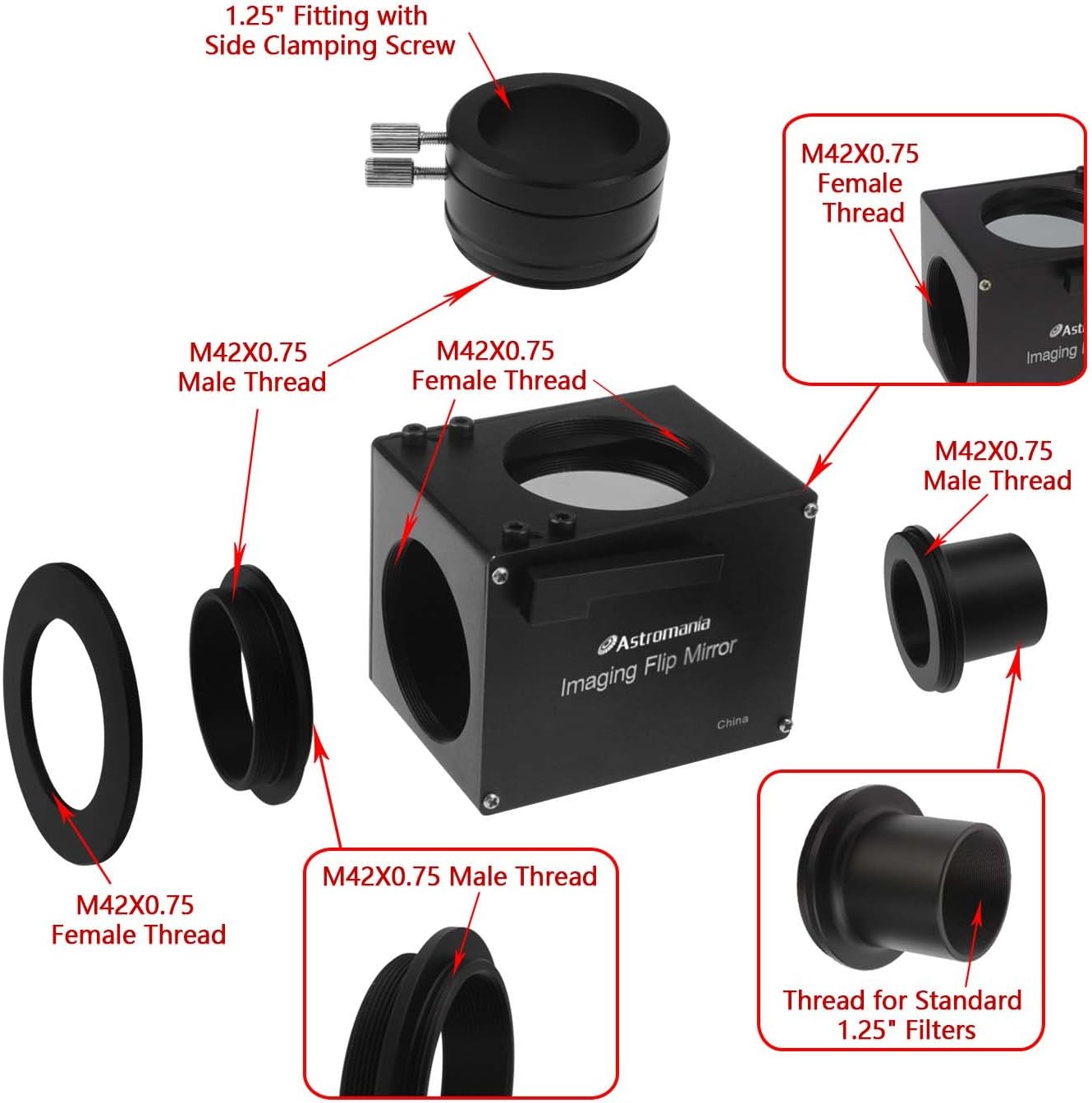 Astromania 1.25" Astrophotography Flip Mirror - The flip Mirror for Precise Focusing