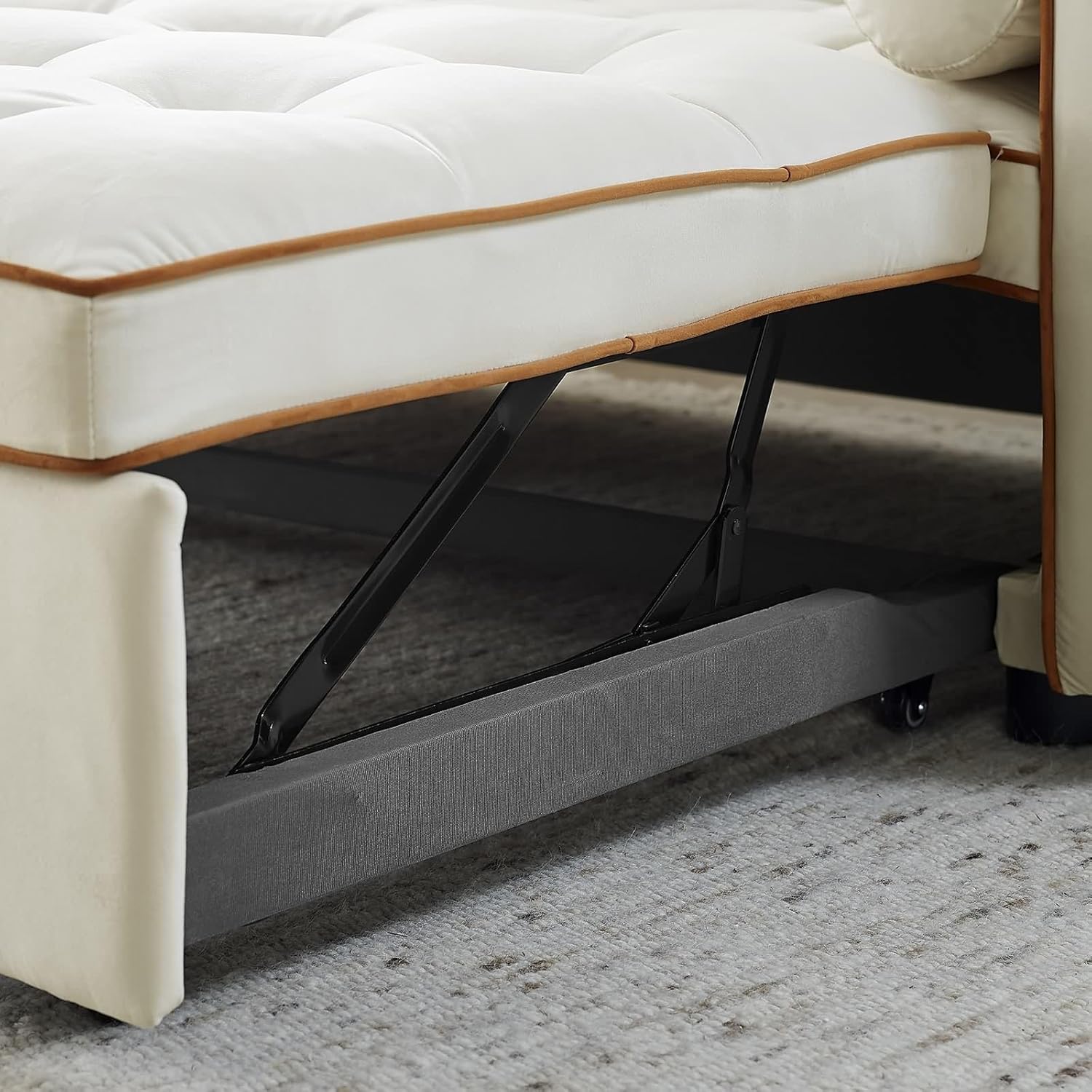 Modern 55.5" Pull Out Sleep Sofa Bed 2 Seater Loveseats Sofa Couch with Side Pockets, Adjsutable Backrest and Lumbar Pillows for Apartment Office Living Room, Beige