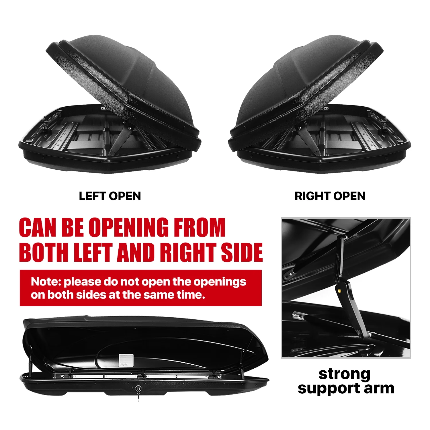 DNA Motoring PT-ZTL-8294-BK Universal SUV Roof Top Cargo Storage Box Luggage Carrier w/ Keys Textured Finish