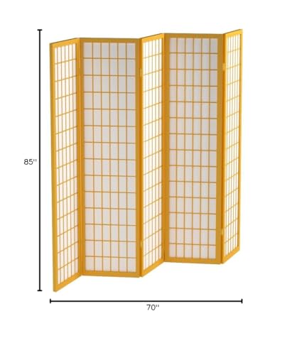 Red Lantern 6 ft. Tall Window Pane Shoji Screen-Natural-4 Panels Room Divider