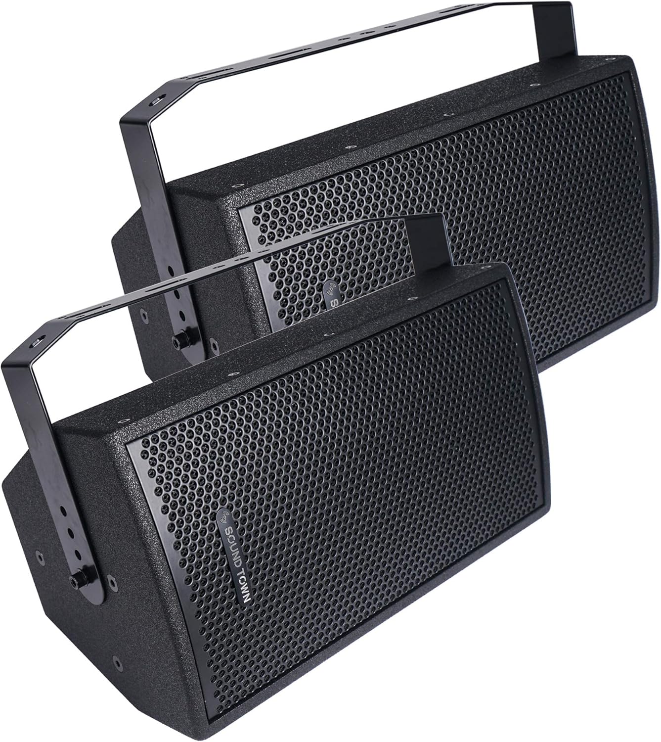 Sound Town Pair of CARME Series Dual 8 2-Way Passive Professional Loudspeaker, Black with Compression Driver and U Bracket for Installation, Live Sound, Karaoke, Bar, Church (CARME-U208B-PAIR)