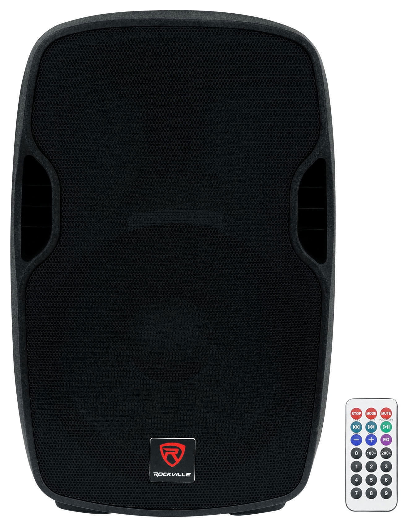 (2) Rockville BPA15 15" 1600w Active PA/DJ Speakers+Mixer+Mic+Stands+Cables+Bag