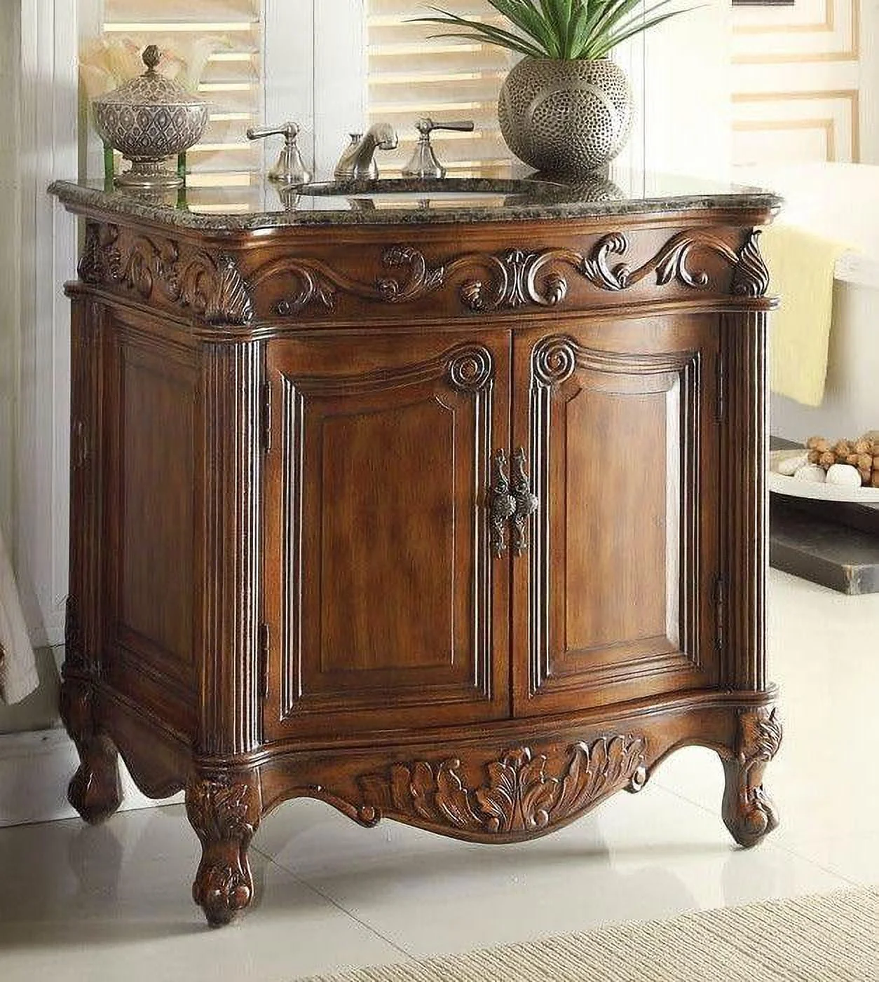 32" Benton Collection Fiesta Antique Victorian Style Brown Bathroom Vanity CF-2873SB-TK