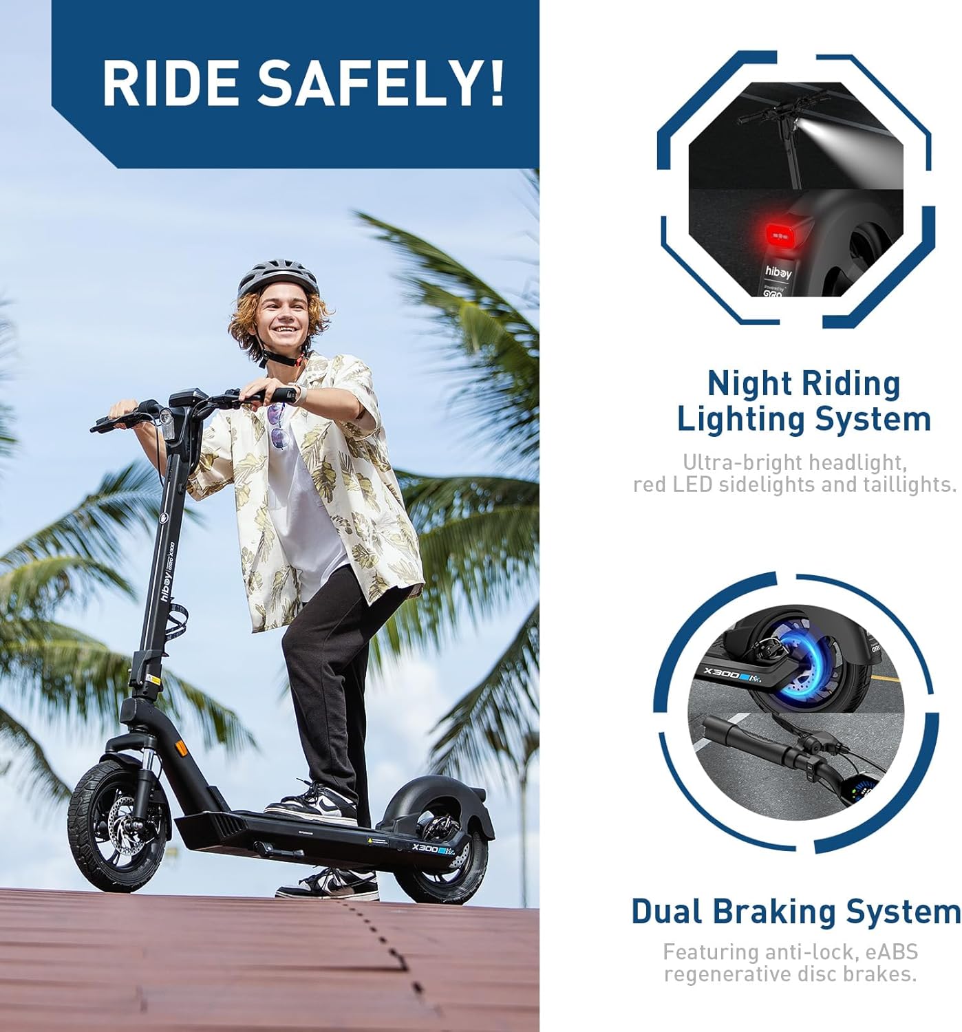 Hiboy X300 Electric Scooter, 700W Peak Motor, 12" Pneumatic Tires, 23 Mph & 38 Miles Range, Hydraulic Suspension, Folding Commuter Electric Scooter for Adults