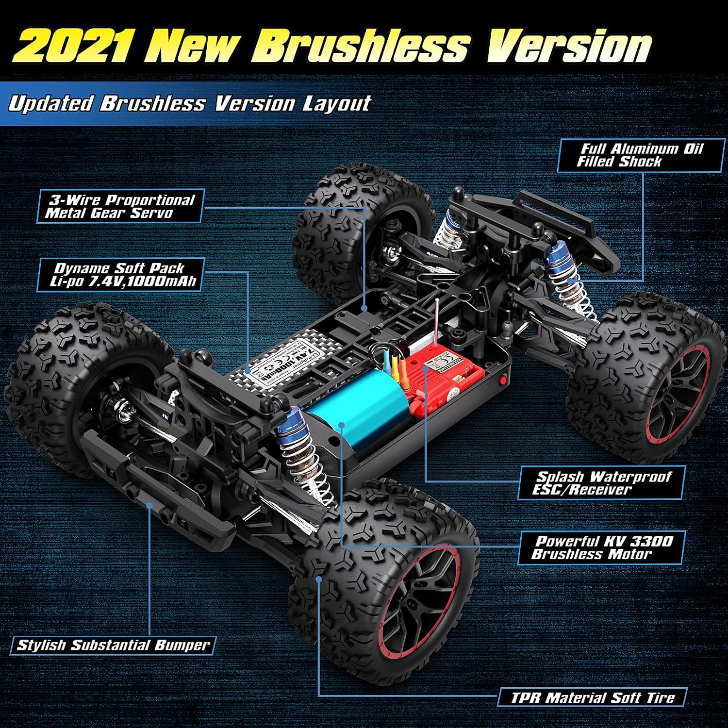HAIBOXING 1/18 Scale Brushless Fast RC Cars 18859A, 4WD Off-Road Remote Control Trucks 48 KM/H Speed for Adults and Kids Boys, All Terrain Truck Toys Gifts with Extra Shell and Battery 40+ min Play
