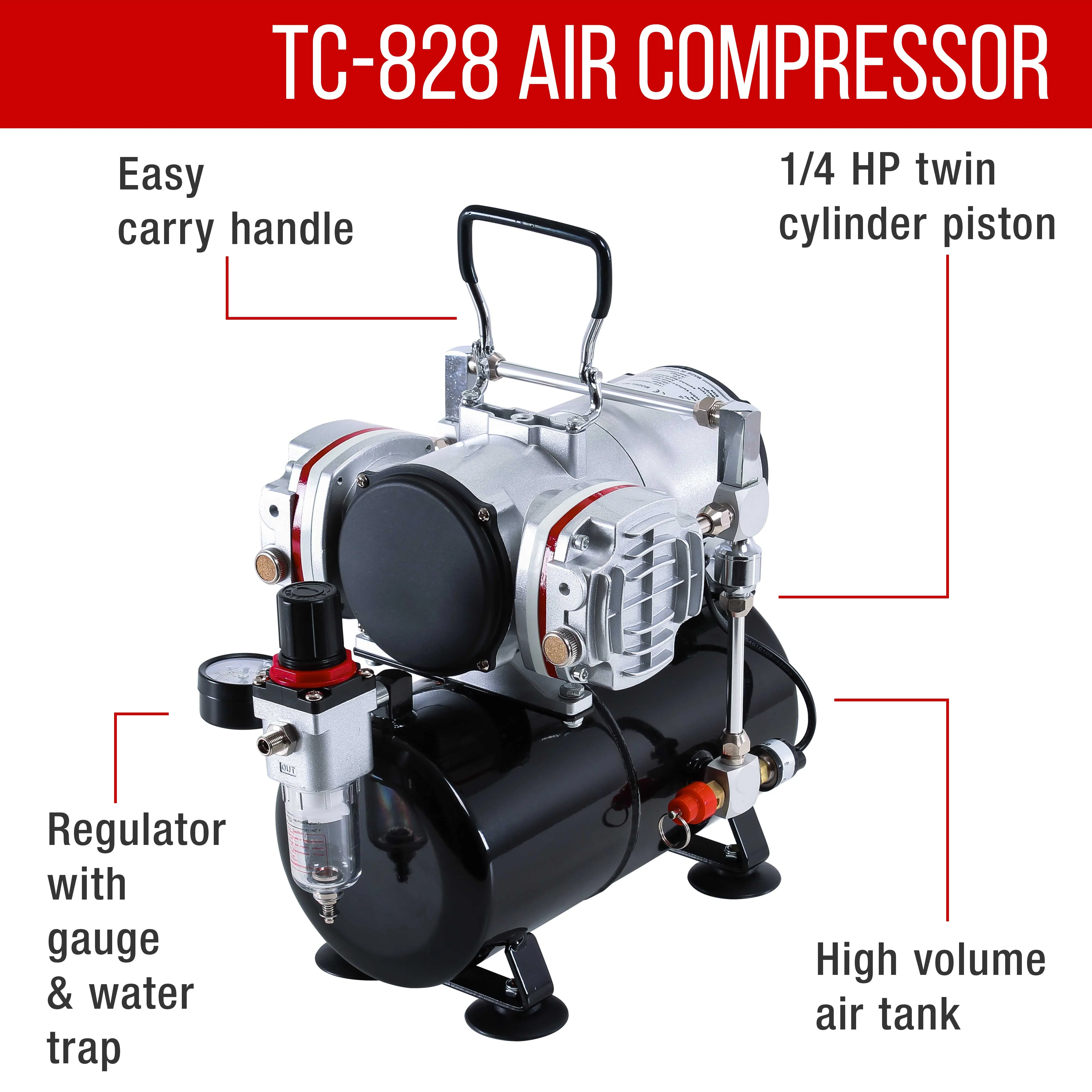 MULTI-PURPOSE Dual-Action AIRBRUSH SET KT Twin Piston Air Compressor Paint Hobby