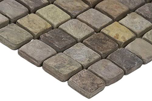 M S International Mixed Color 12 in. x 12 in. x 10mm Tumbled Slate Mesh-Mounted Mosaic Tile (10 Sq. ft. 10 Pieces per CASE)