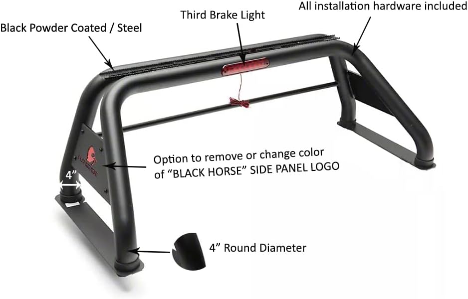 Black Horse Classic Roll Bar Compatible with 2000 to 2022 Nissan Ram Chevrolet Ford GMC Toyota Titan 3500 2500 Silverado F-150 Sierra 1500 2500 3500 Tundra XD Black RB001BK