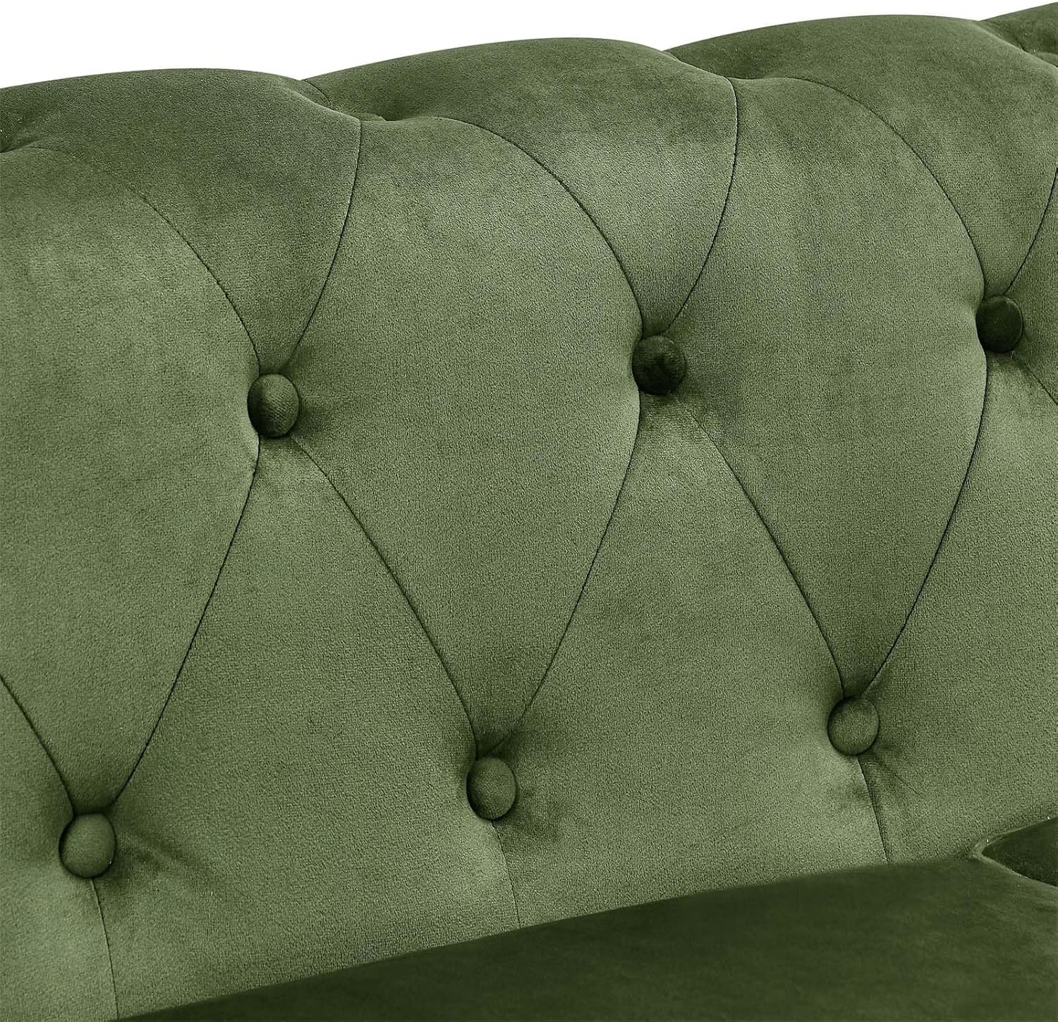 Antetek 3 Seater Couch, 80" Classic Upholstered Chesterfield Sofa, Button Tufted Velvet Couch with Deep Seat for Living Room, Farmhouse, Green