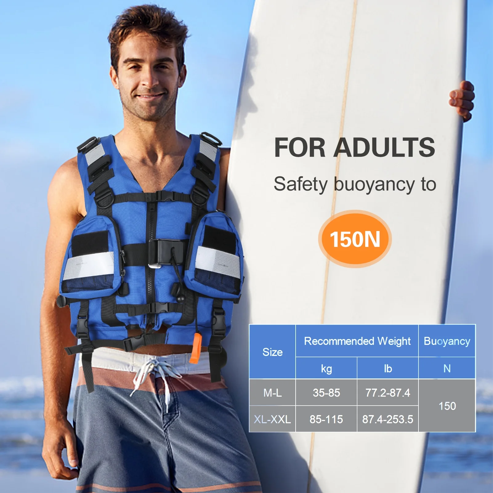Flotation Device Adults Adult Safety Float Suit for Sports Kayaking Fishing Surfing Canoeing Survival Jacket