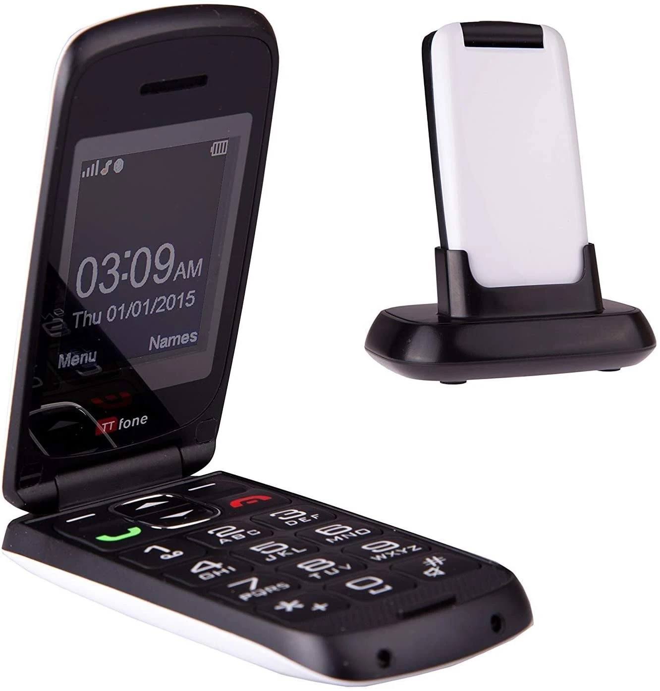 TTfone Star Big Button Simple Easy to Use Flip Mobile Phone Pay As You Go (O2 PAYG, White)
