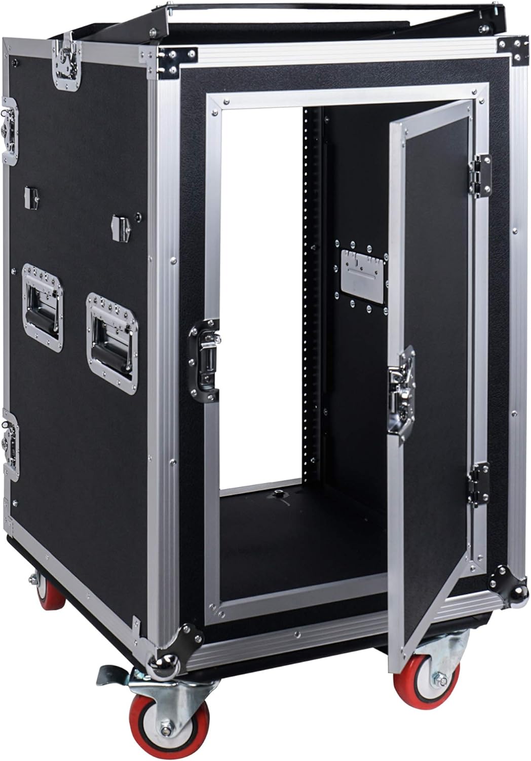 Sound Town 14U PA DJ Rack/Road ATA Case with 11U Slant Mixer Top, 20���� Rackable Depth, DJ Work Table and Casters, 14 Space Size, Pro Tour Grade (STMR-14UWT)
