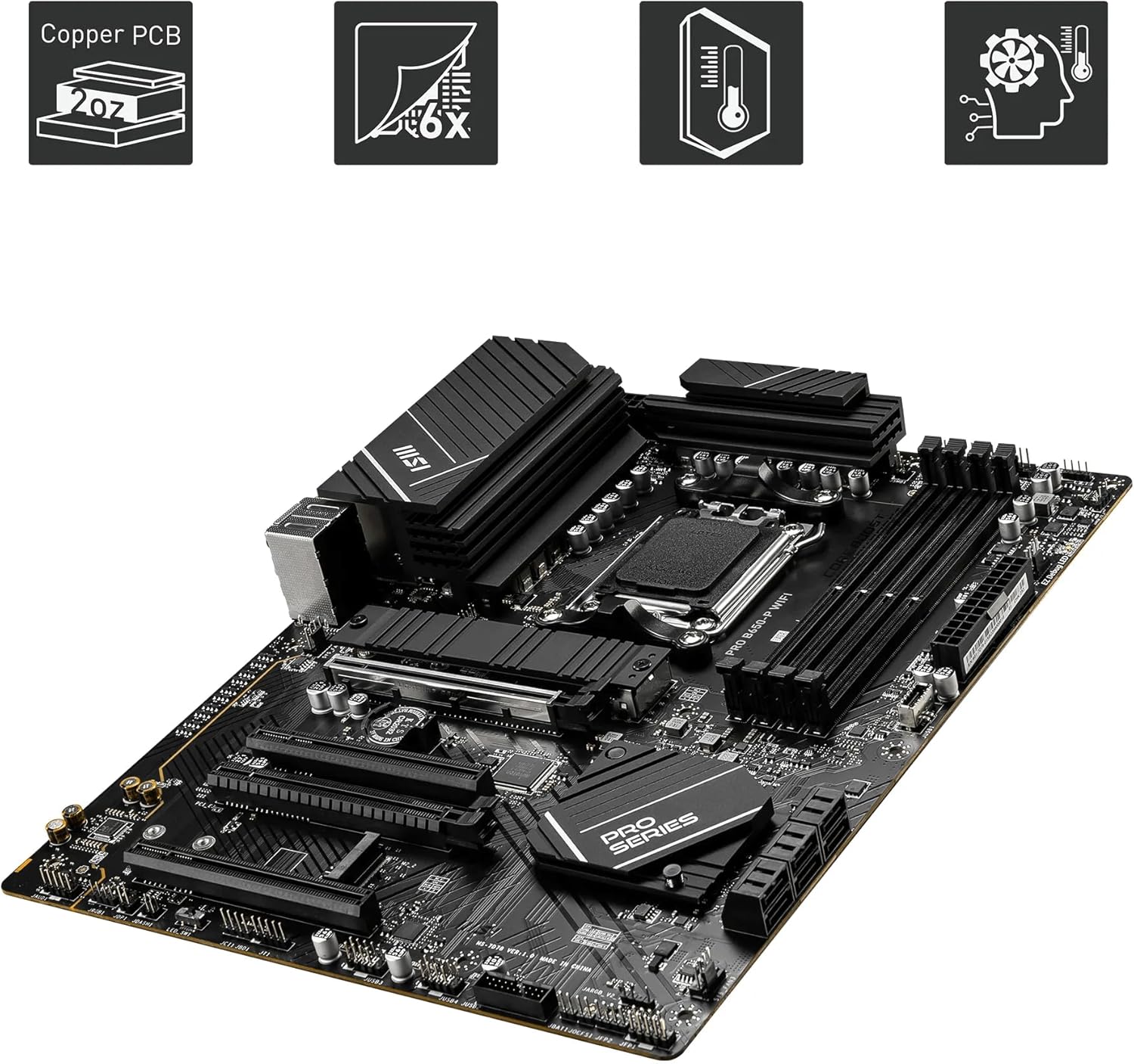 MSI PRO B650-P WIFI AMD AM5 ATX Motherboard, 4x DDR5 ~128GB, 1x PCI-E x16, 2x M.2, 6x SATA, 8x USB 3.2, 1x USB Type C