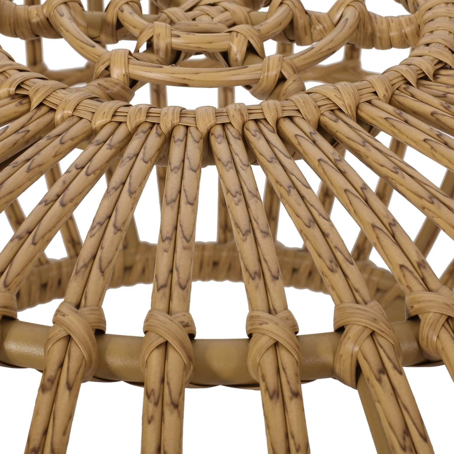 Round Rattan Coffee Table, Boho Wicker Rattan Coffee Table, All-Weather and Rust Resistant for Living Room Patio, Poolside, Garden, Yard (Coffee Table)