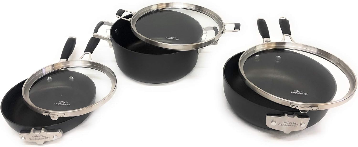 Calphalon Select 9pc Space Saving Hard-Anodized Nonstick Cookware Set