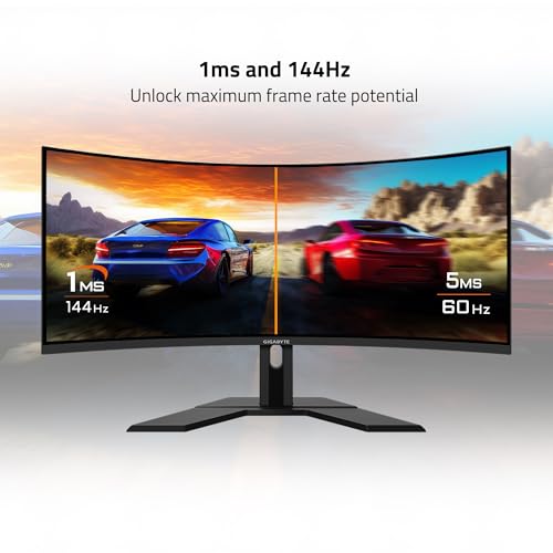GIGABYTE GS34WQC 34" 1440P Curved Gaming Monitor, 3440x1440 VA 1500R Display, 1ms (MPRT) Response Time, HDR Ready, FreeSync Premium