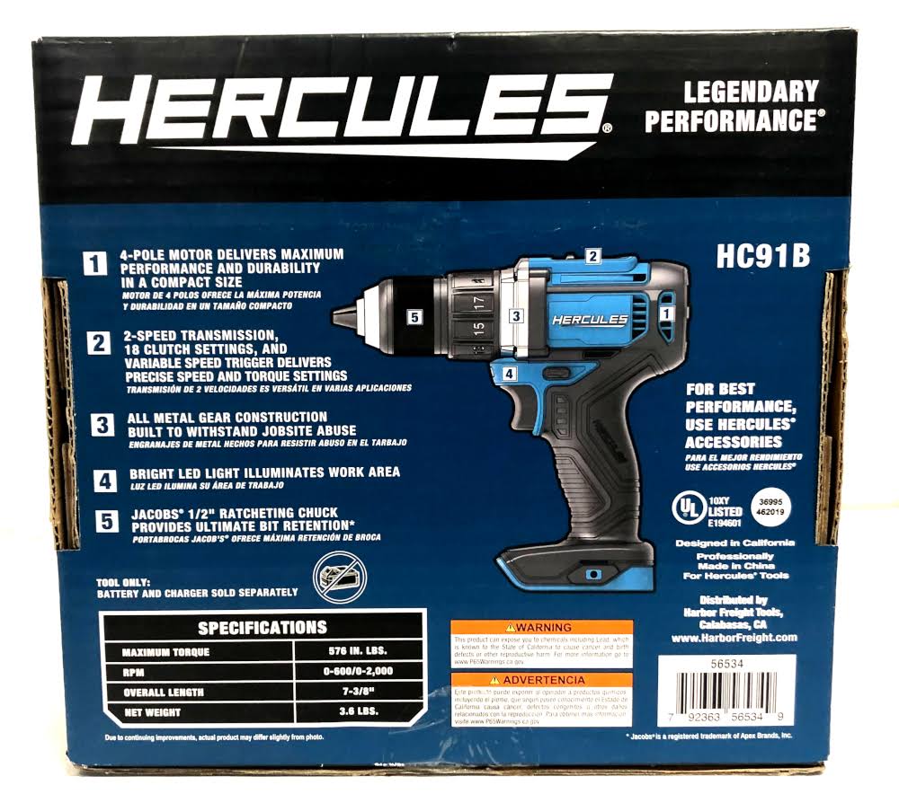 Hercules 20V Lithium Cordless 1/2 in. Compact Drill/Driver - Tool Only