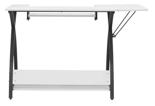 Sew Ready Comet Plus Hobby Storage Drawer + Shelves Sewing Table, 56.75" W x 23.5" D x 30" H, Black/White