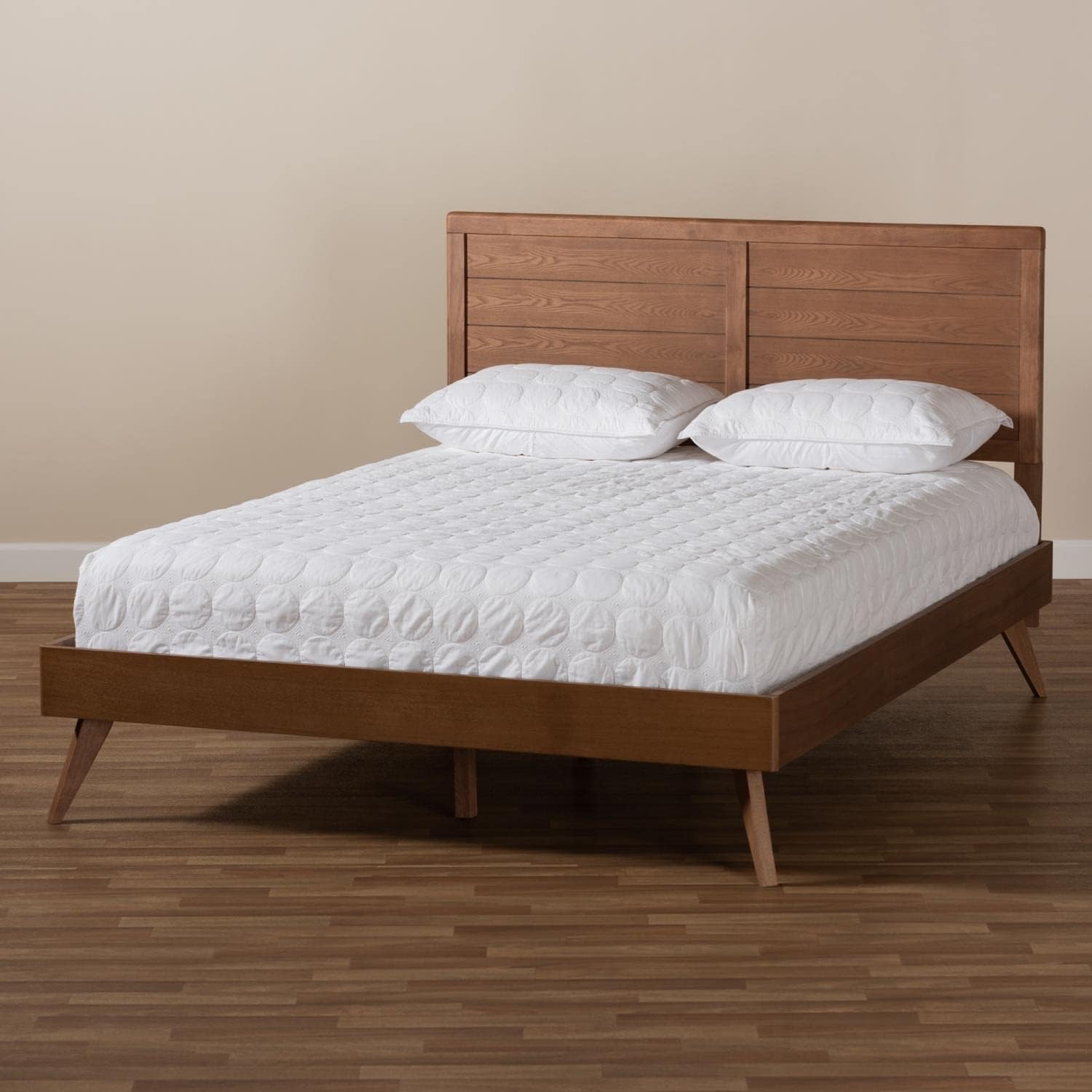 Baxton Studio Artemis Mid-Century Wood Queen Platform Bed in Walnut Brown