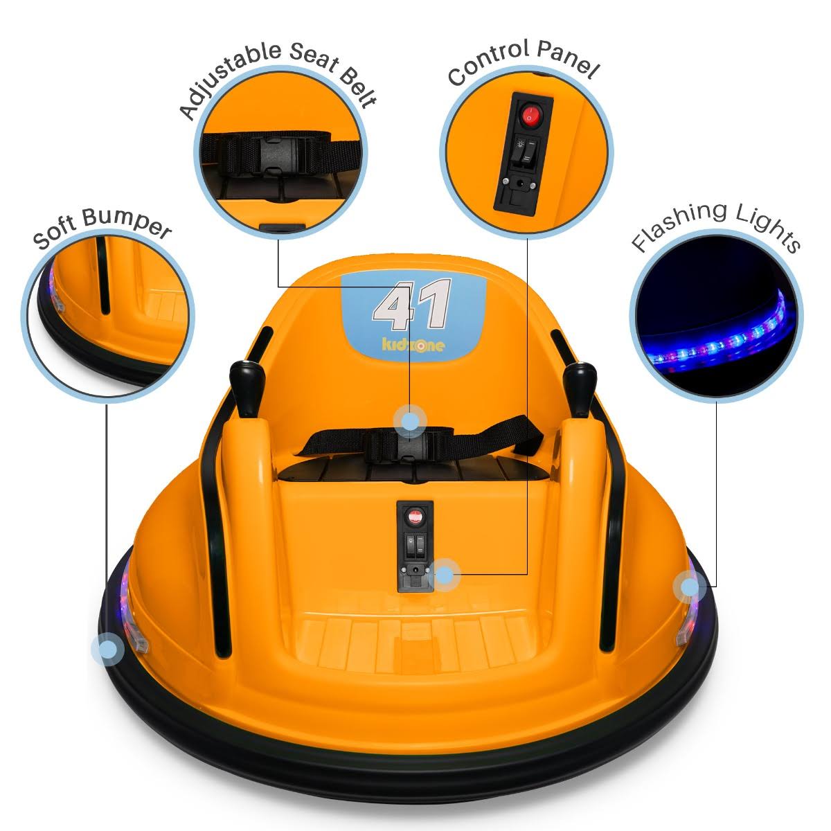 Kidzone 12V 2 Speed Bluetooth Music Kids Toy Electric Ride on Bumper Car 360 Spin Battle Vehicle with Remote Control, DIY Race#0