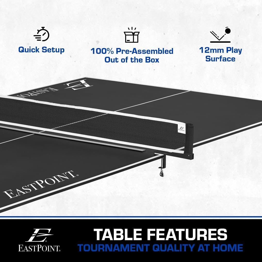 EastPoint Sports Ping Pong Conversion Top, Foldable Table Tennis Topper, Lightweight and Portable, Zero Assembly Required, Blue