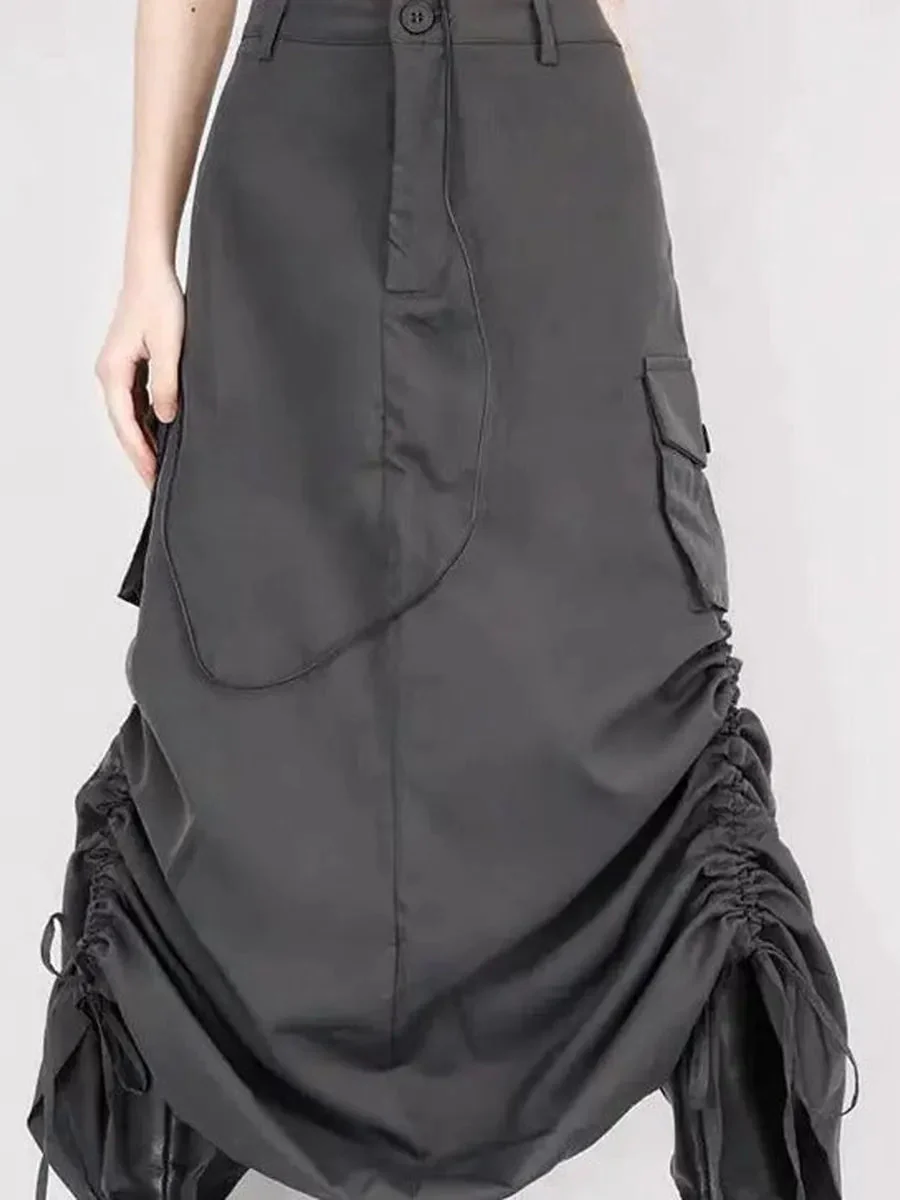 'Retrograde' Grunge Ruffled Split Midi Dress