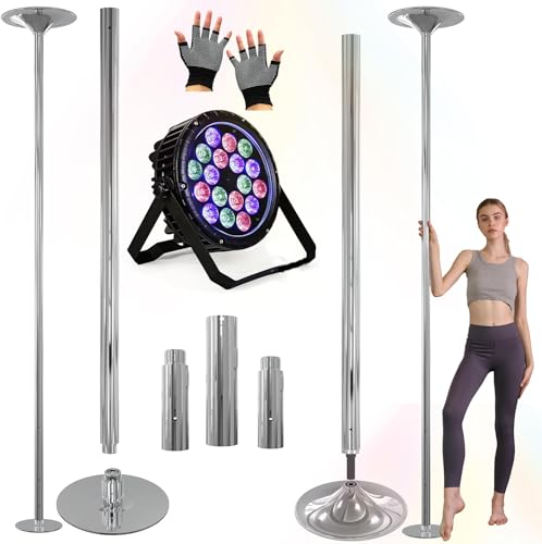 GOODTIMES Dance Pole - Professional Dancing Pole with LED Lights - Portable Heavy Duty Spinning & Static Dancing Pole for Dancing - Height Adjustable Dance Fitness Pole for Training & Exercise