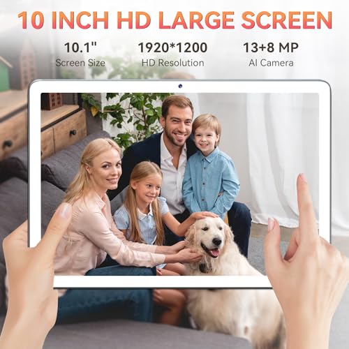 Tablet 10 Inch Android 14 Tablet, Octa-Core 5G WiFi, 4G Cellular Tablet 128GB ROM 14GB RAM, 2024 Newest Tablet with Keyboard Bundle 1TB Expand Android Tablet 13MP+8MP Dual Camera, GPS Tab HD Display