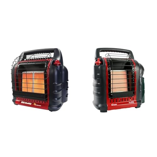 Mr Heater 4000 to 18000 BTU 3 Setting Portable LP Gas Heater Unit with Dual Tank Connection for Indoor and Outdoor Use, Black/Red