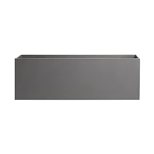 Belmont Rectangle Fiberglass Planter Box, Grey, L:36" x W:12" x H:12"