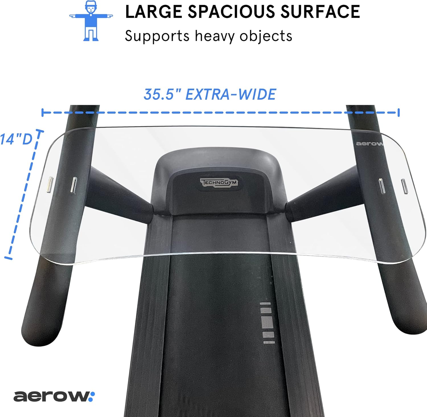 Aerow Treadmill Desk Attachment - Clear Laptop Stand for Treadmill - Fits All Treadmill Widths Pack of 2