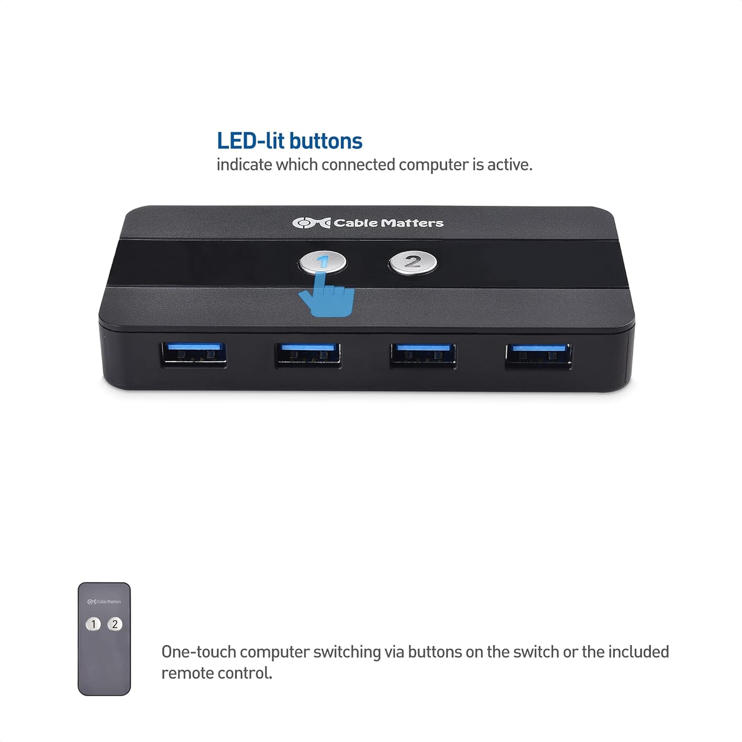 Cable Matters Dual 4K 60Hz USB C KVM Switch 2 Computers / KVM Switch USB C with HDMI, DisplayPort & 4x USB 3.0 - Remote Control Thunderbolt 4 USB4 Compatible for MacBook Pro, XPS, Surface Pro and More