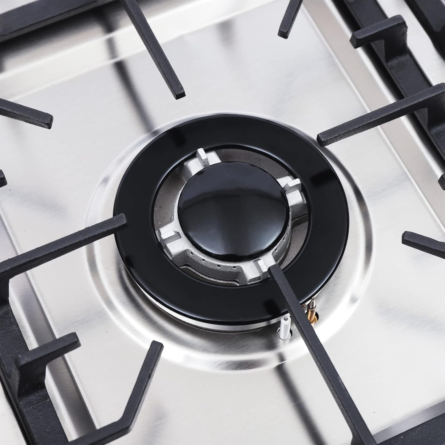 34 Inch Gas Cooktop 5 Burners Stainless Steel Gas Stove Top Built-in Gas Stove Cooktop Tempered Glass Panel LPG/NG Gas Cooktop Cooker Easy to Clean