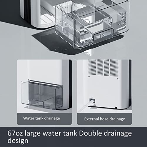Room Dehumidifiers for Bedroom, Basement Dehumidifier with Drain Hose, Tank Capacity 67 Oz, Dehumidifiers for Home Small Room