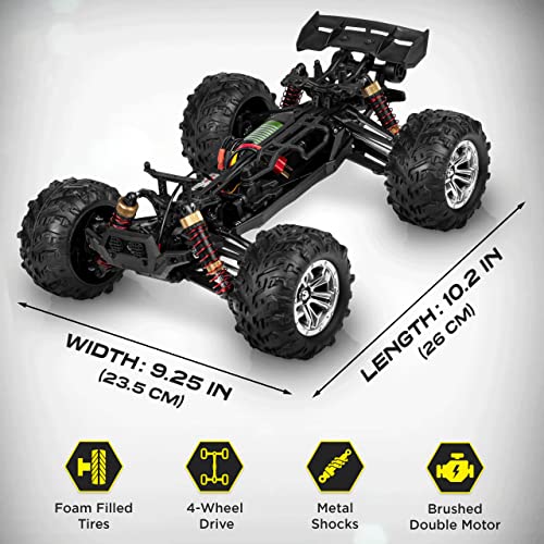 LAEGENDARY Remote Control Car, Hobby Grade RC Car 1:10 Scale Brushed Motor with Two Batteries, 4x4 Off-Road RC Truck, Fast RC Cars for Adults, RC Cars, Remote Control Truck