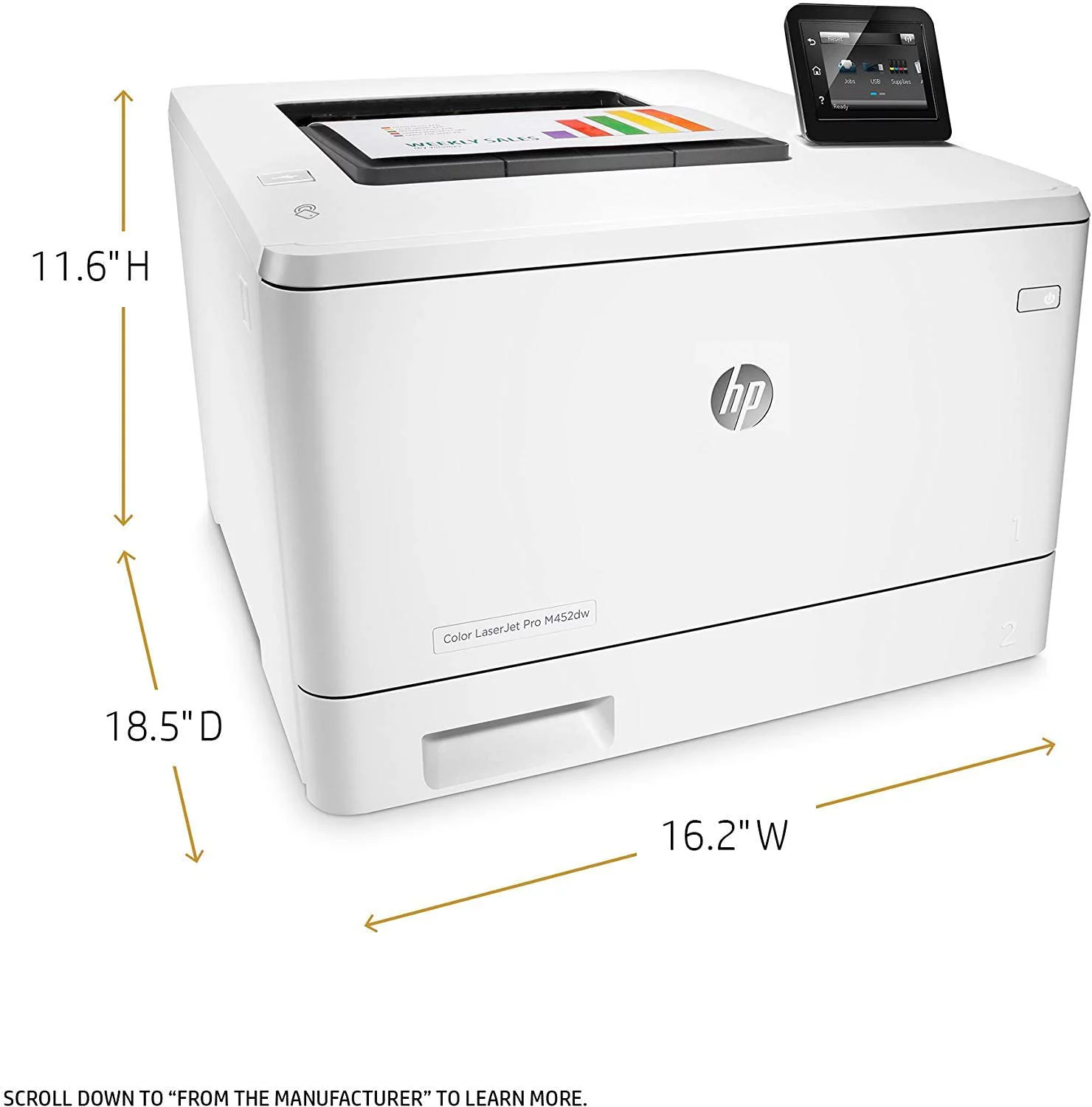 HP LaserJet Pro M452dw Wireless Color Laser Printer with Duplex Printing (CF394A)