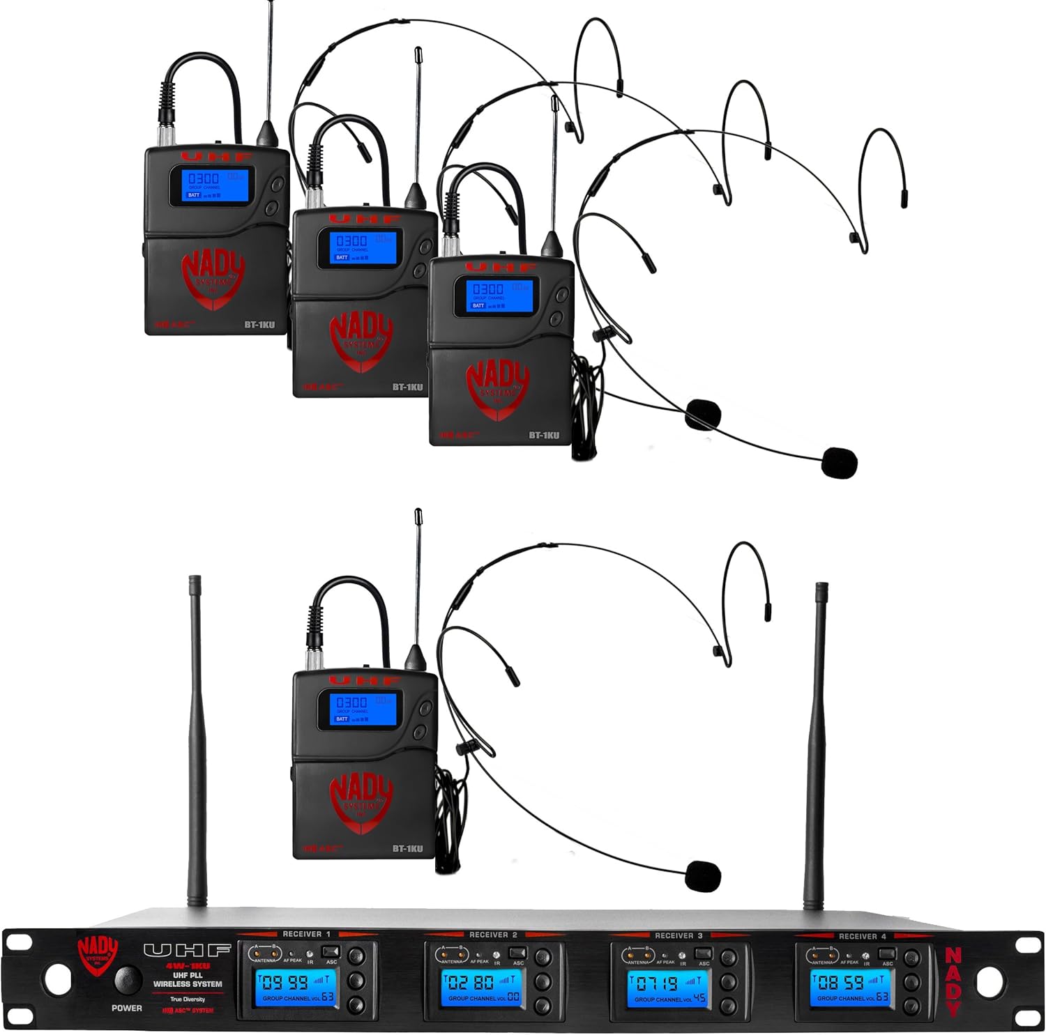 Nady 2W-1KU LT Dual True Diversity 1000-Channel Professional UHF Wireless System with 2 Lapel/lavalier Microphones – Autoscan – Automatic Transmitter Pairing – All Metal Construction