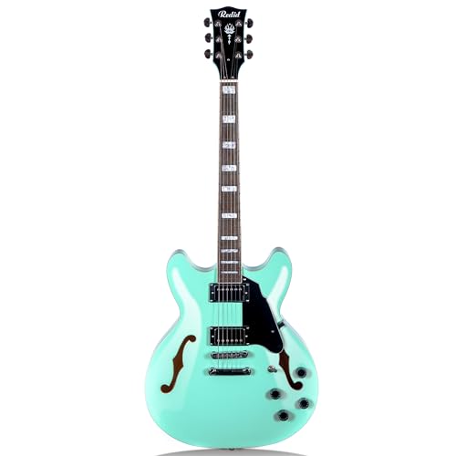 Redid Semi-Hollow Body Electric Guitar RD-100 Jazz Guitar with F-Hole,Maple neck,humbucker Pickups(Brown)