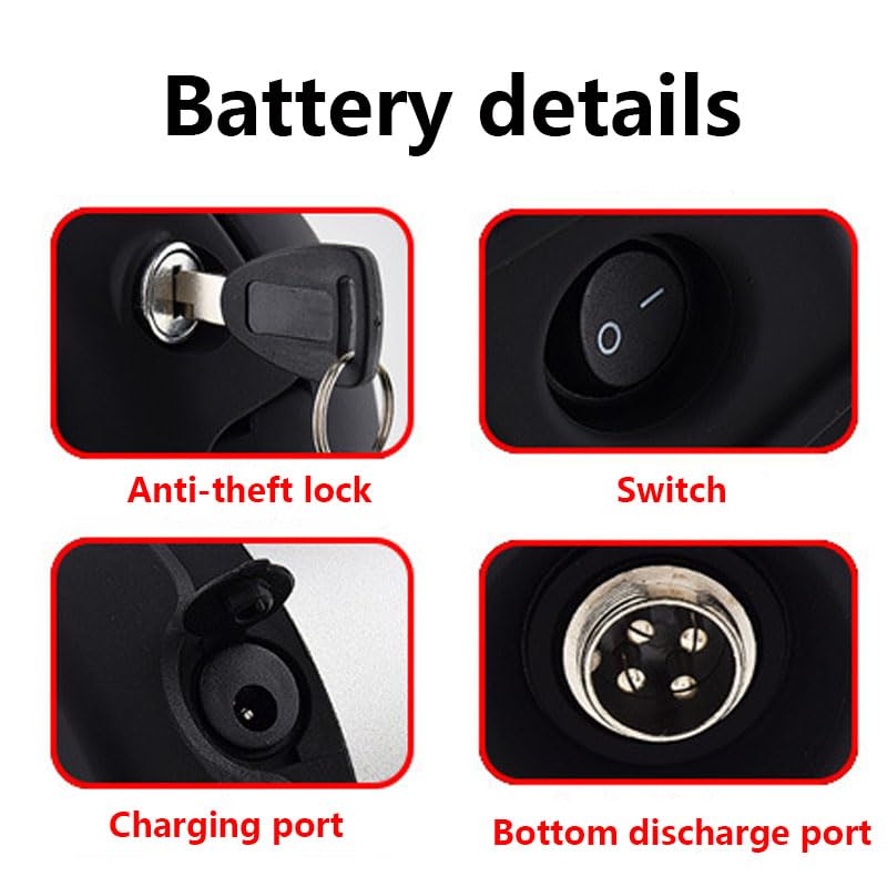 36 Volt E-Bike Battery 48V E-Bike Lithium Battery 36V 8Ah 10Ah 12Ah 13Ah with Standard Charger, for 250W/350W/500W Motors,36v8ah