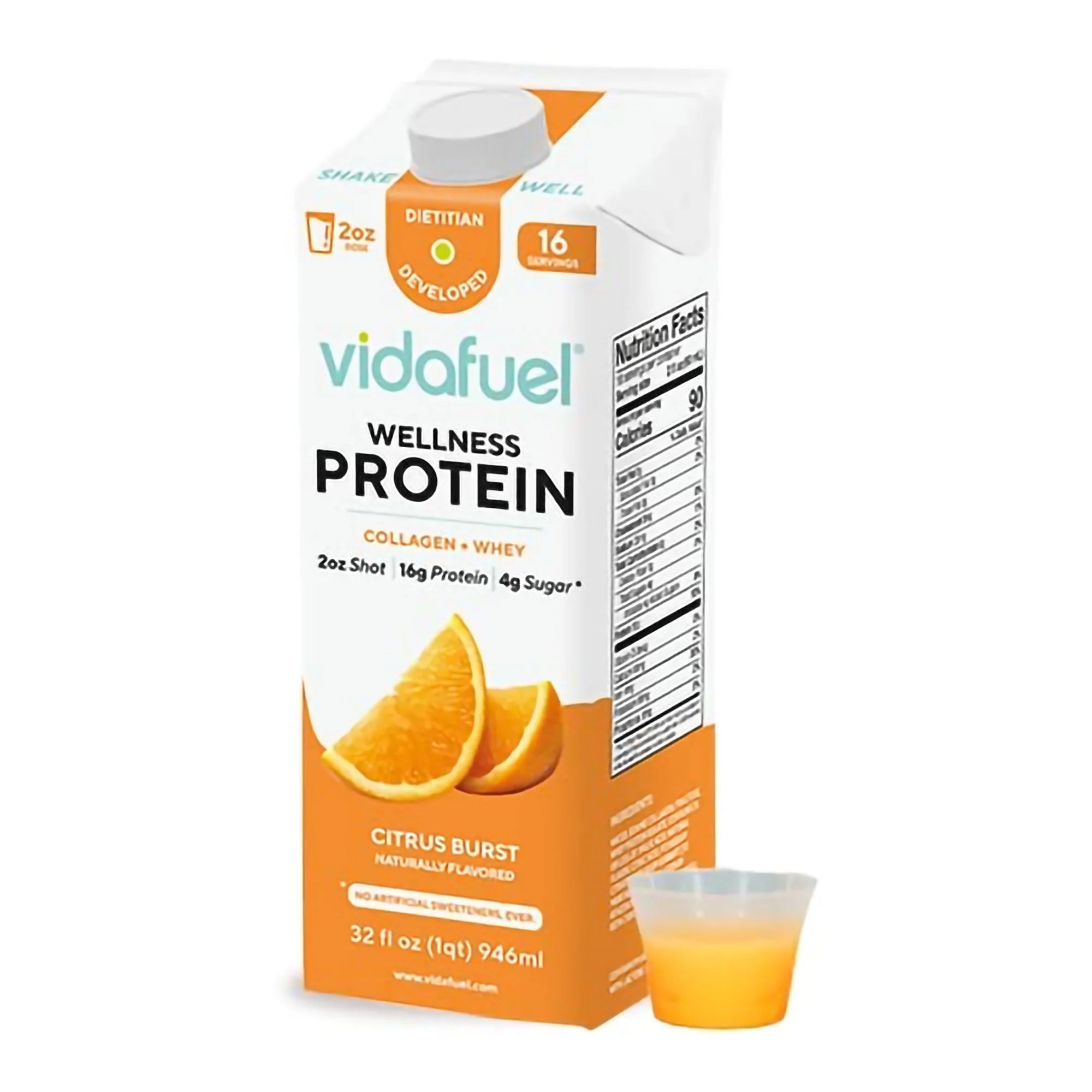 Vida Fuel Wellness Protein Oral Supplement Citrus Burst Flavor 32 oz Reclosable Carton 1 Count
